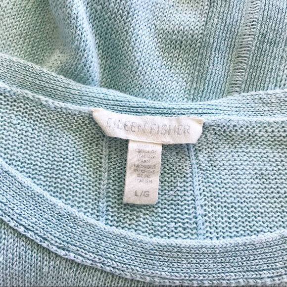 Eileen Fisher Sweater 100% Linen Pale Green Lightweight Size Large - Picture 8 of 9
